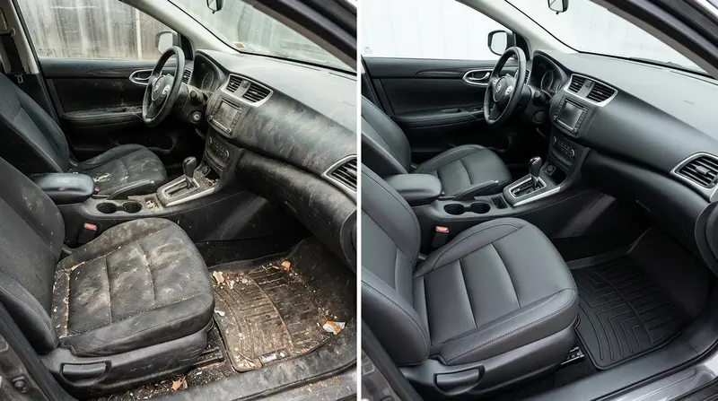 Before and after interior mobile auto detailing service in Beaverton